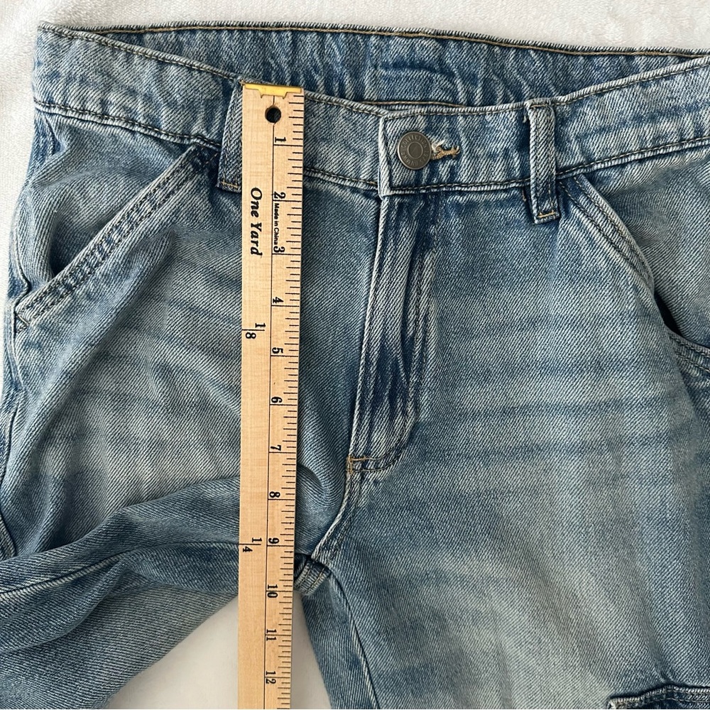 Zara Cargo Jeans Juniors Size 13/14 Blue High Rise Straight Leg Utility Denim - Picture 6 of 11